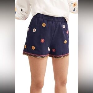 Madewell Women’s Blue Embroidered Pull on Short - Small